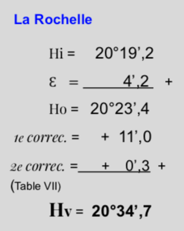 PAGE INTERACTIVE table logarithme/azimut, Calcul Hv exercise La Rochelle