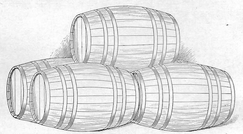 Rangement des tonneaux à bord à l'époque ancienne, image décorative.