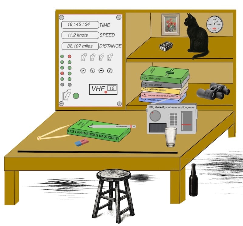 image décorative: table à carte et chat noir