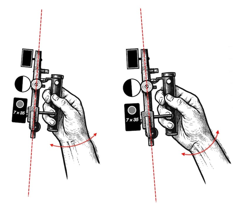 mouvement du poignet avec le sextant