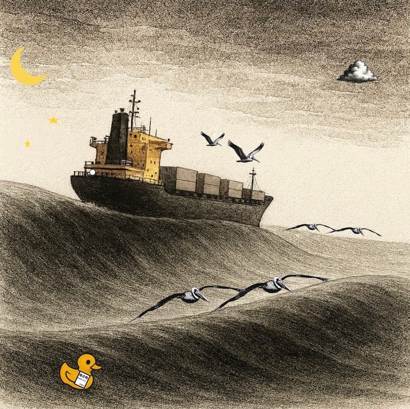 En 1992, 28 000 jouets de bain en plastique se sont échappés d’un conteneur tombé dans le Pacifique Nord. Portés par les courants, ils ont servi de balises naturelles pour les océanographes. Plus de trente ans plus tard, certains s’échouent encore sur des plages lointaines.