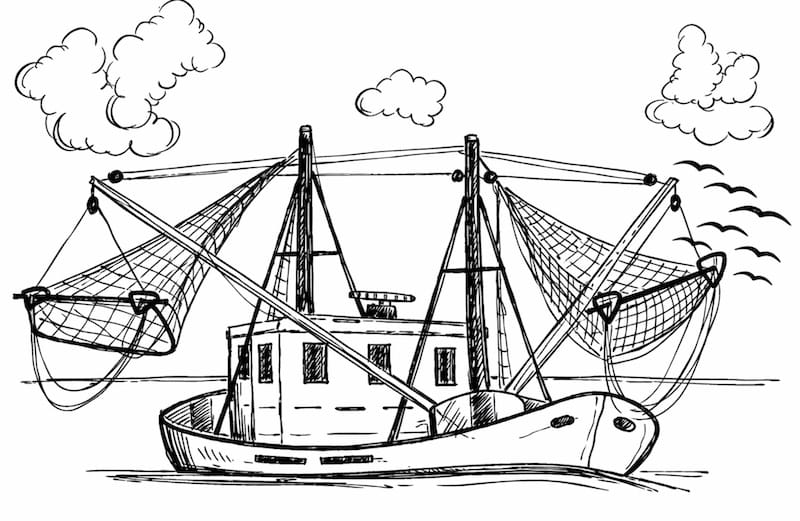 image décorative:halage des filets de pêche